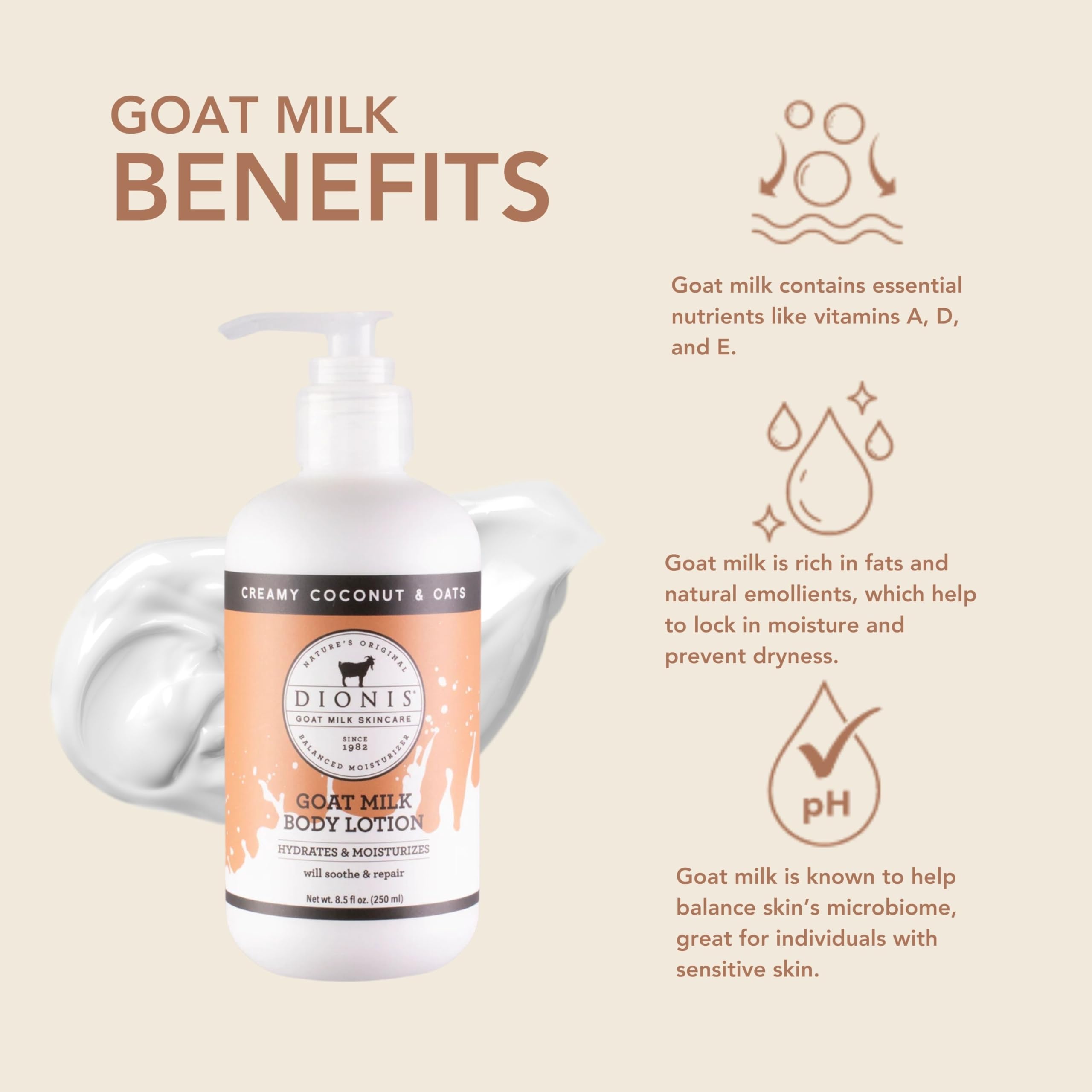 Dionis Goat Milk Body Lotion Coconut & Oats – 8.5 oz
