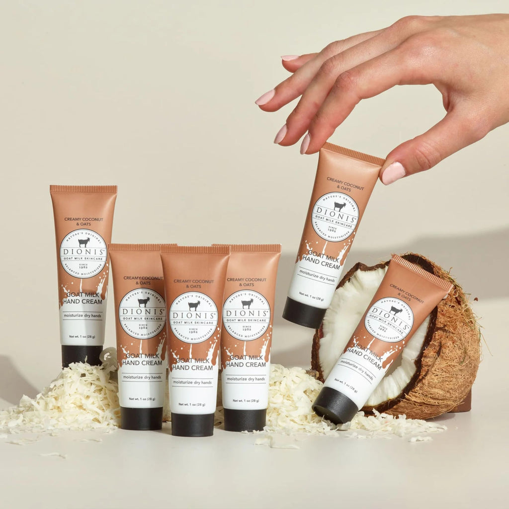 Dionis Goat Milk Hand Cream – Creamy Coconut & Oats (1oz, Pack of 6)