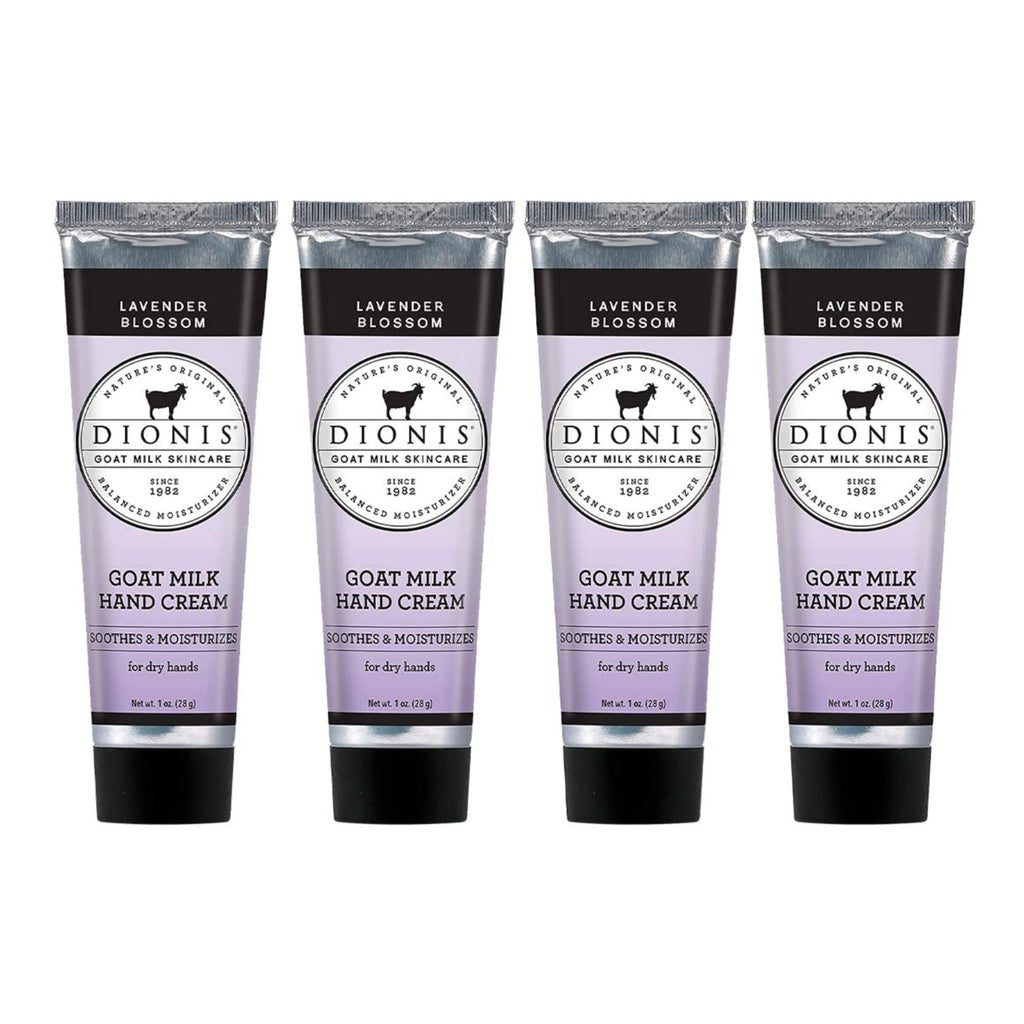 Dionis Goat Milk Hand Cream Set Lavender Blossom – Travel-Size, Cruelty-Free, Paraben-Free, USA Made (4 x 1 oz)