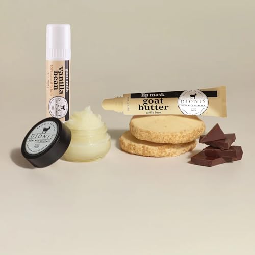 Dionis Goat Milk Vanilla Bean 3-Piece Lip Care Kit | Exfoliate, Hydrate, Protect Lips