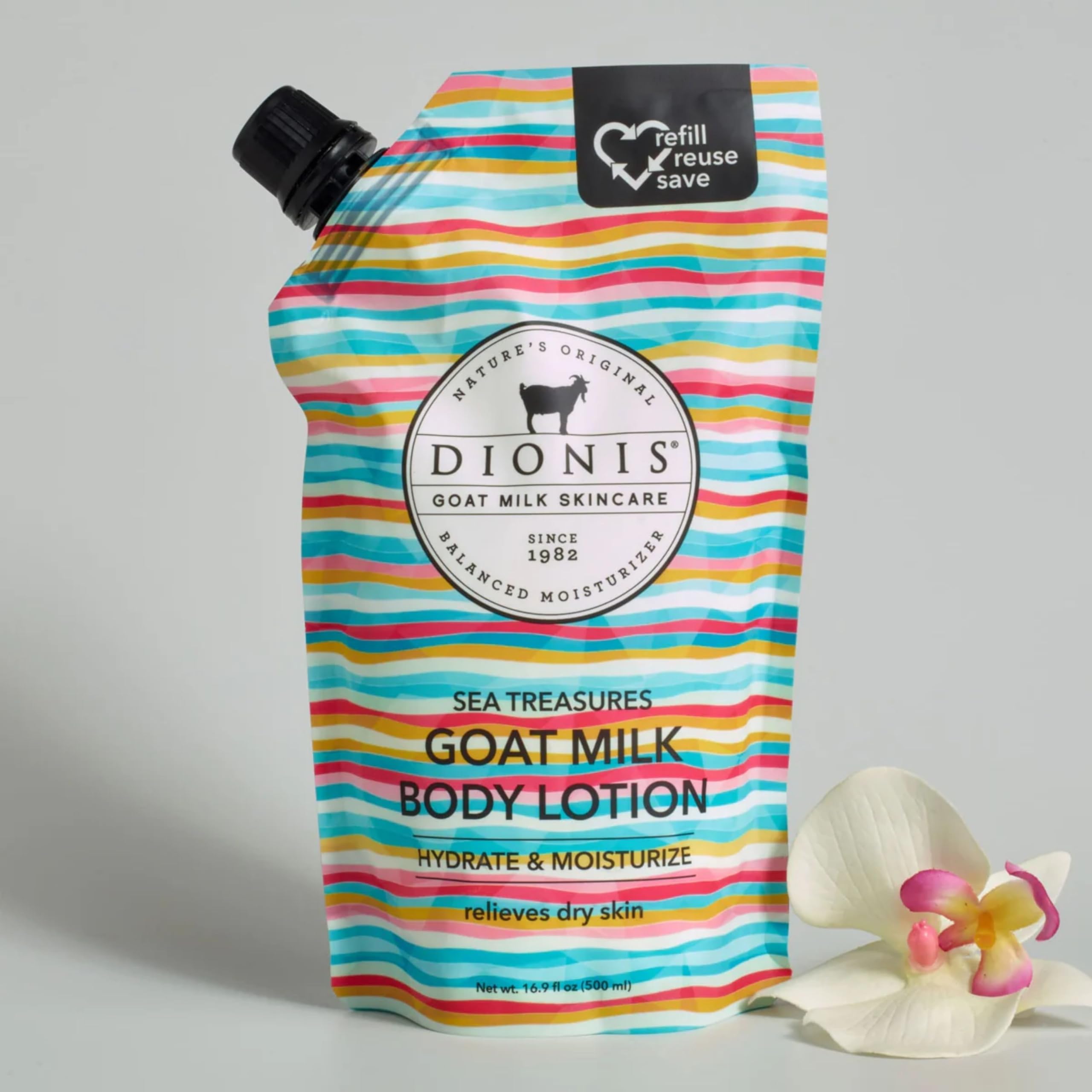 Dionis Sea Treasures Goat Milk Lotion Refill Pouch – Hydrating, Paraben-Free, Cruelty-Free