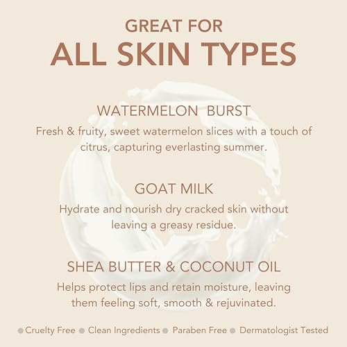 Dionis Watermelon Holiday Lip Balm Gift Set — Goat Milk Skincare, 3 x 0.28 oz, USA Made