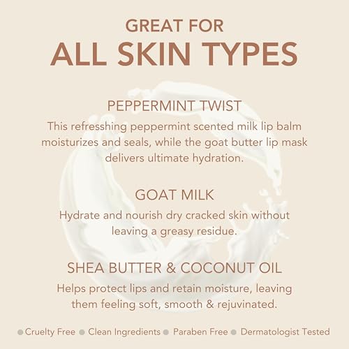Dionis Goat Butter Overnight Lip Mask & Peppermint Twist Lip Balm Set (2-Pack)