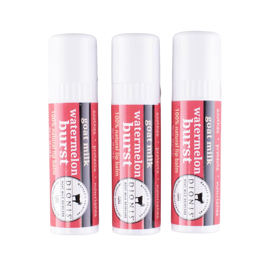 Dionis Watermelon Holiday Lip Balm Gift Set — Goat Milk Skincare, 3 x 0.28 oz, USA Made