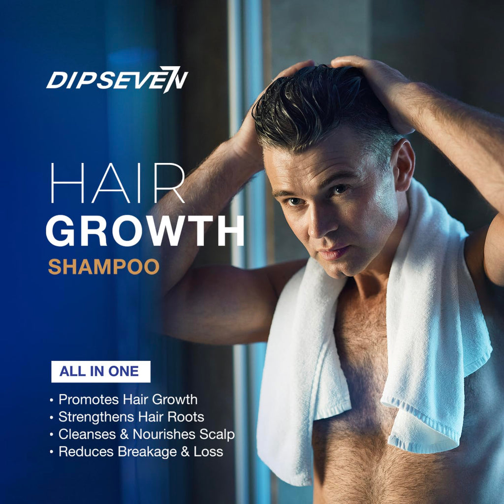 DIPSEVEN Biotin Hair Growth Shampoo for Men – DHT-Blocking Root Activator, Thicker & Stronger Hair