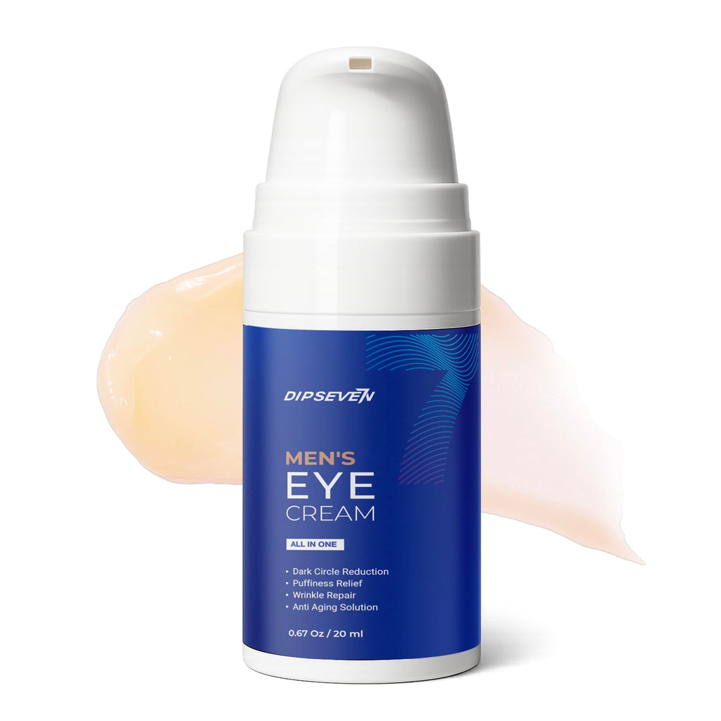 DIPSEVEN Men's Eye Cream - Under Eye Treatment for Bags, Wrinkles & Dark Circles - Peptides + Hyaluronic Acid