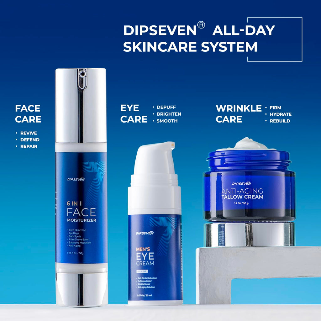 DIPSEVEN Men's Eye Cream - Under Eye Treatment for Bags, Wrinkles & Dark Circles - Peptides + Hyaluronic Acid
