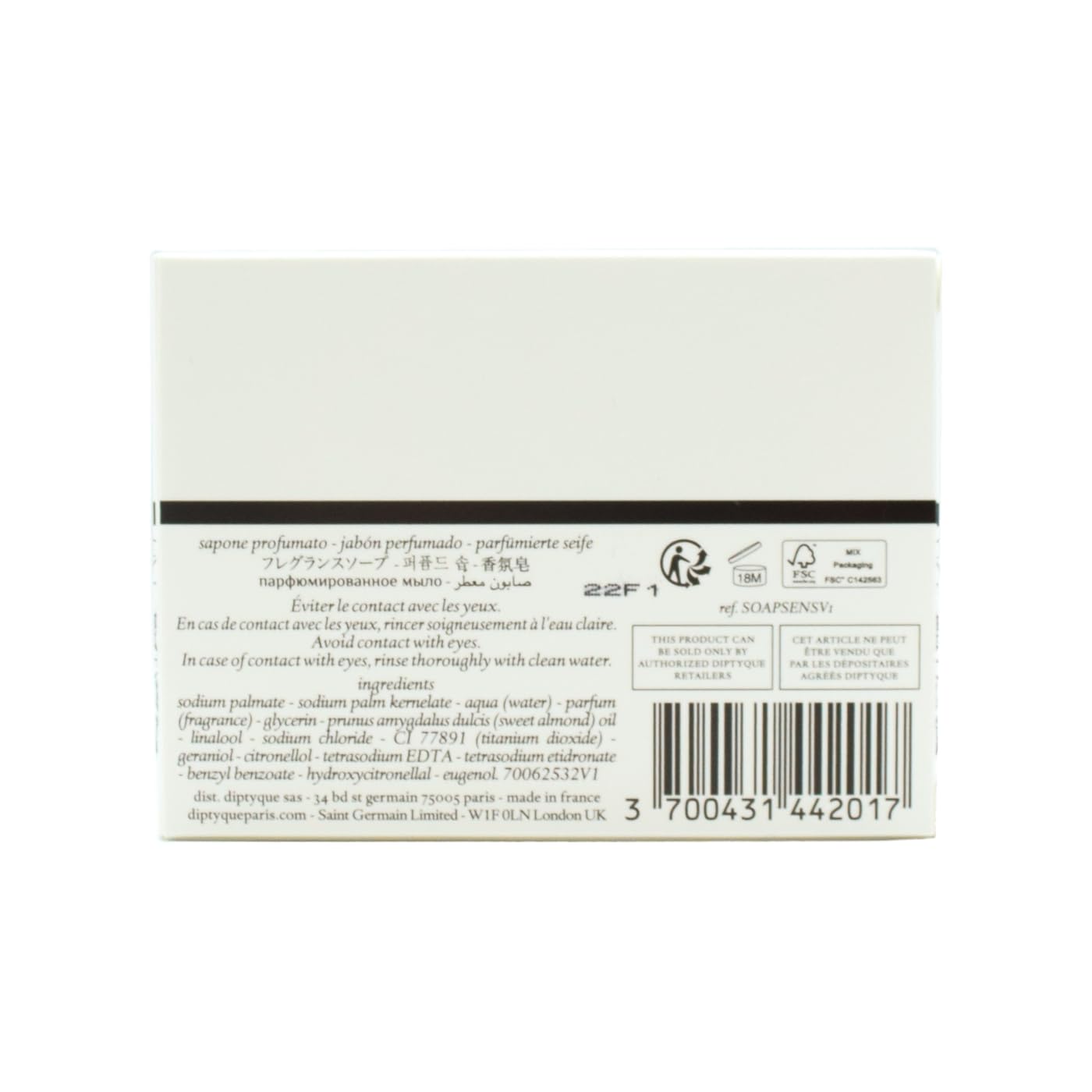 Diptyque Eau des Sens Scented Shower or Bath Soap 150g – Luxury Soap Bar by Diptyque Paris