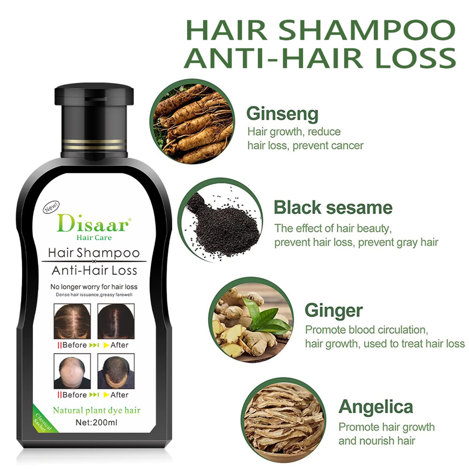 DISAAR Beauty Anti-Hair-Loss Shampoo & Growth Serum 200ml – Herbal Scalp Care & Regrowth Support