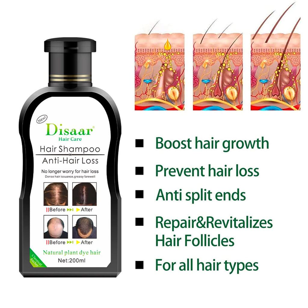 DISAAR Beauty Anti-Hair-Loss Shampoo & Growth Serum 200ml – Herbal Scalp Care & Regrowth Support