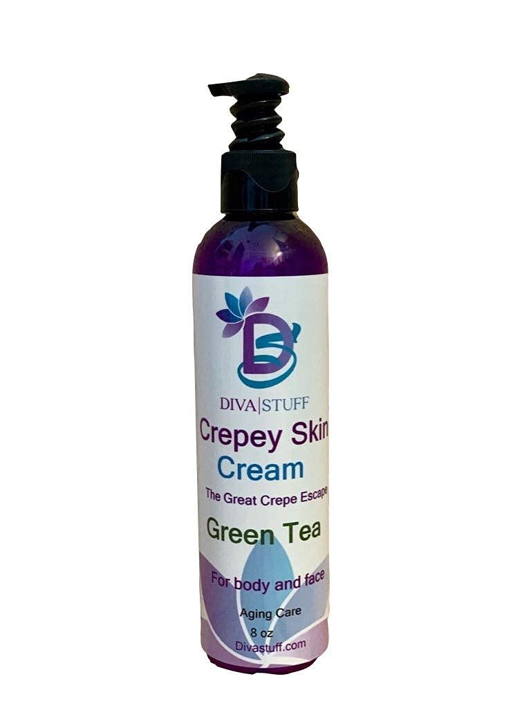 Diva Stuff Crepey Skin Cream with Hyaluronic Acid – 8oz, Green Tea Scent (Made in USA)