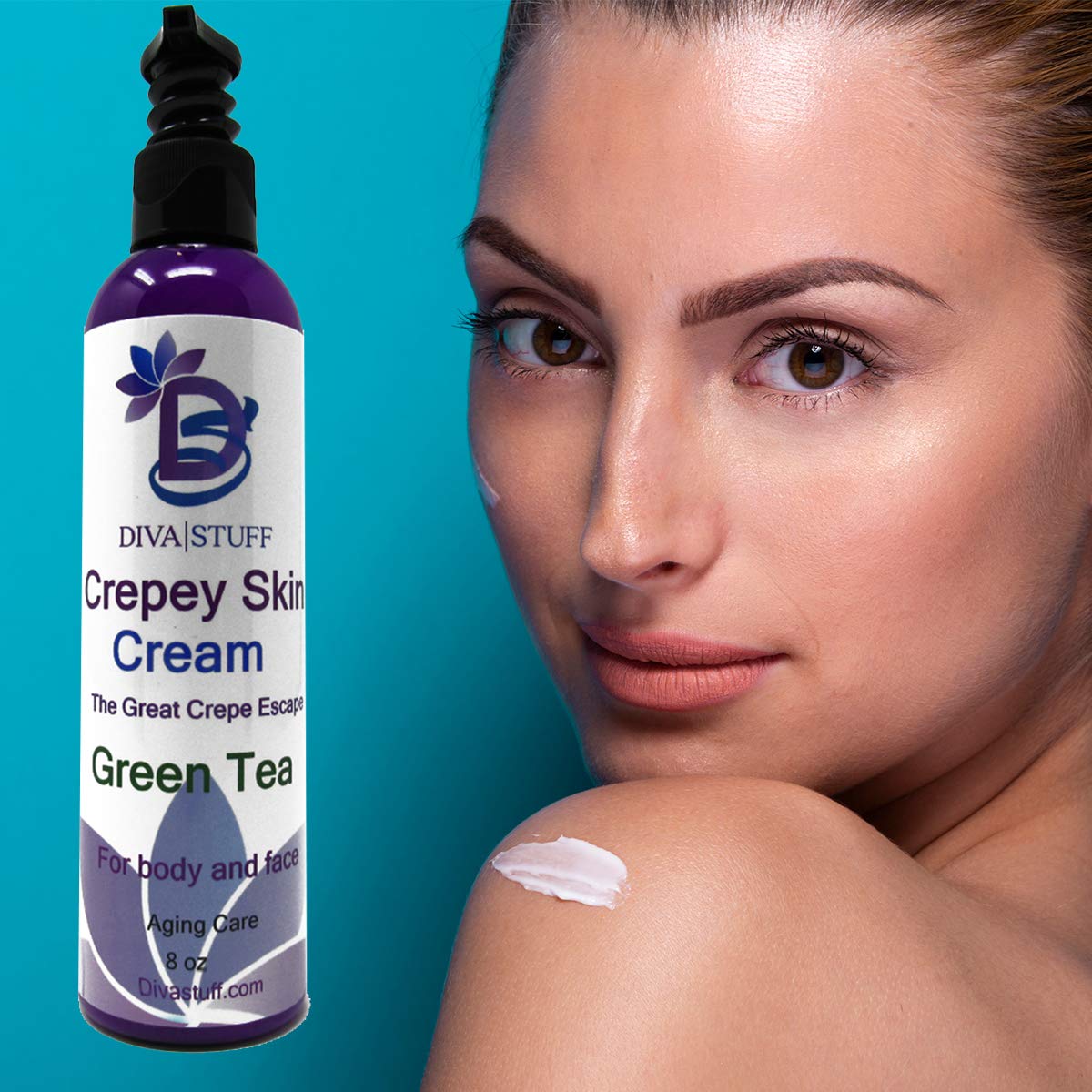 Diva Stuff Crepey Skin Cream with Hyaluronic Acid – 8oz, Green Tea Scent (Made in USA)