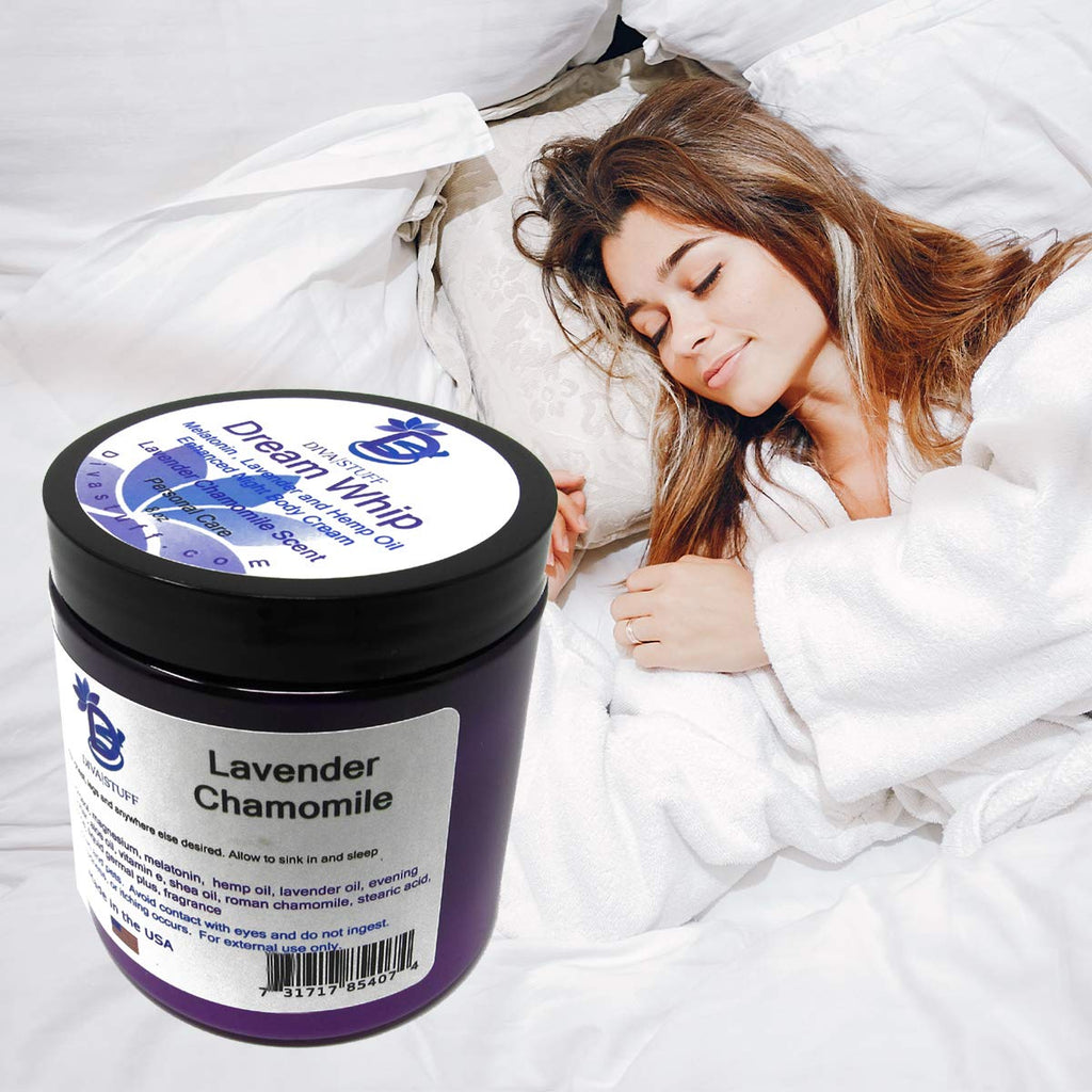 Dream Whip Magnesium & Hemp Night Cream by Diva Stuff – Lavender Chamomile, 8 oz, Made in USA