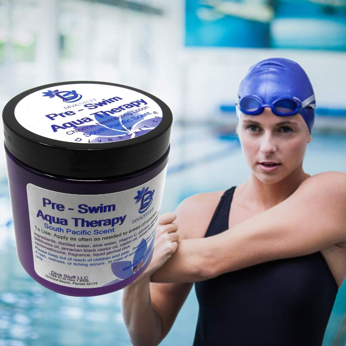 Diva Stuff Pre-Swim Aqua Therapy Lotion – Chlorine Neutralizing, South Pacific 3-Pack