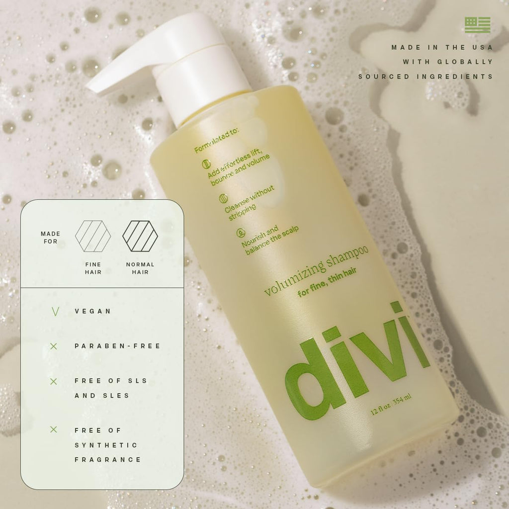 Divi Volumizing Shampoo for Fine Hair | Lightweight, Color-Safe & Nourishing, 12 oz