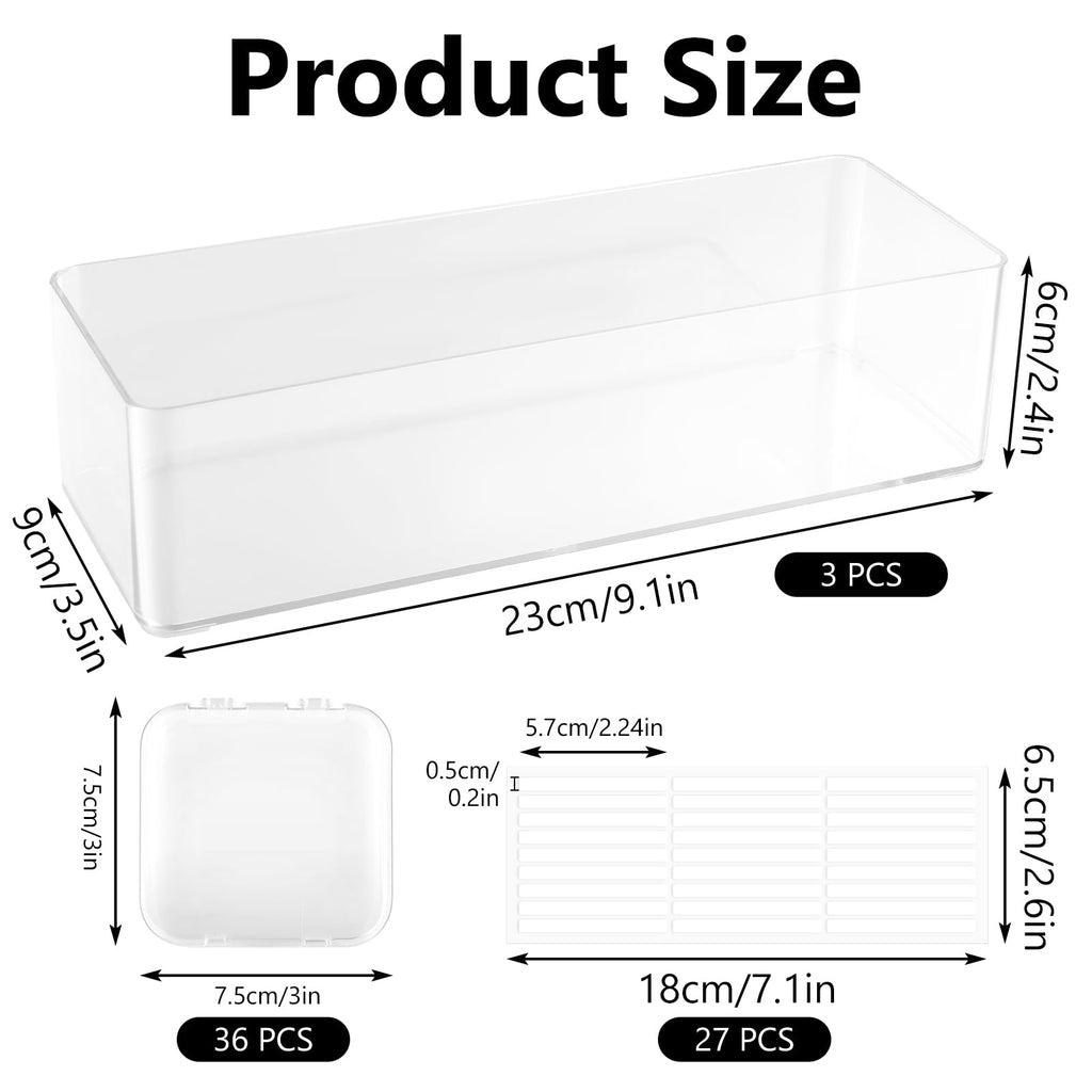 DIVINA VITAE 36Pcs Clear Nail Box Organizer Set – Press-On Display Box with 3 Storage Boxes & 60 Adhesive Strips