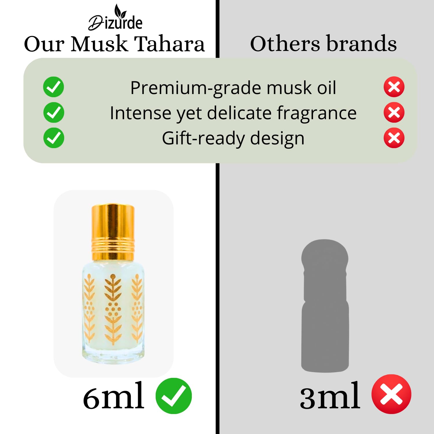 Dizurde Musk Al Tahara 6mL | White Musk Perfume Oil for Women | Daily Wear & Layering