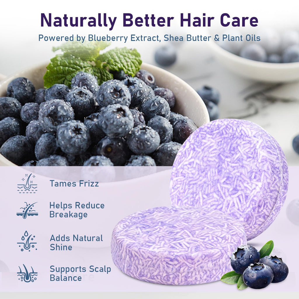 dkwouzxsp Blueberry Shampoo Bar 2-in-1 for Mature Hair | 2-Pack Solid Hair Care