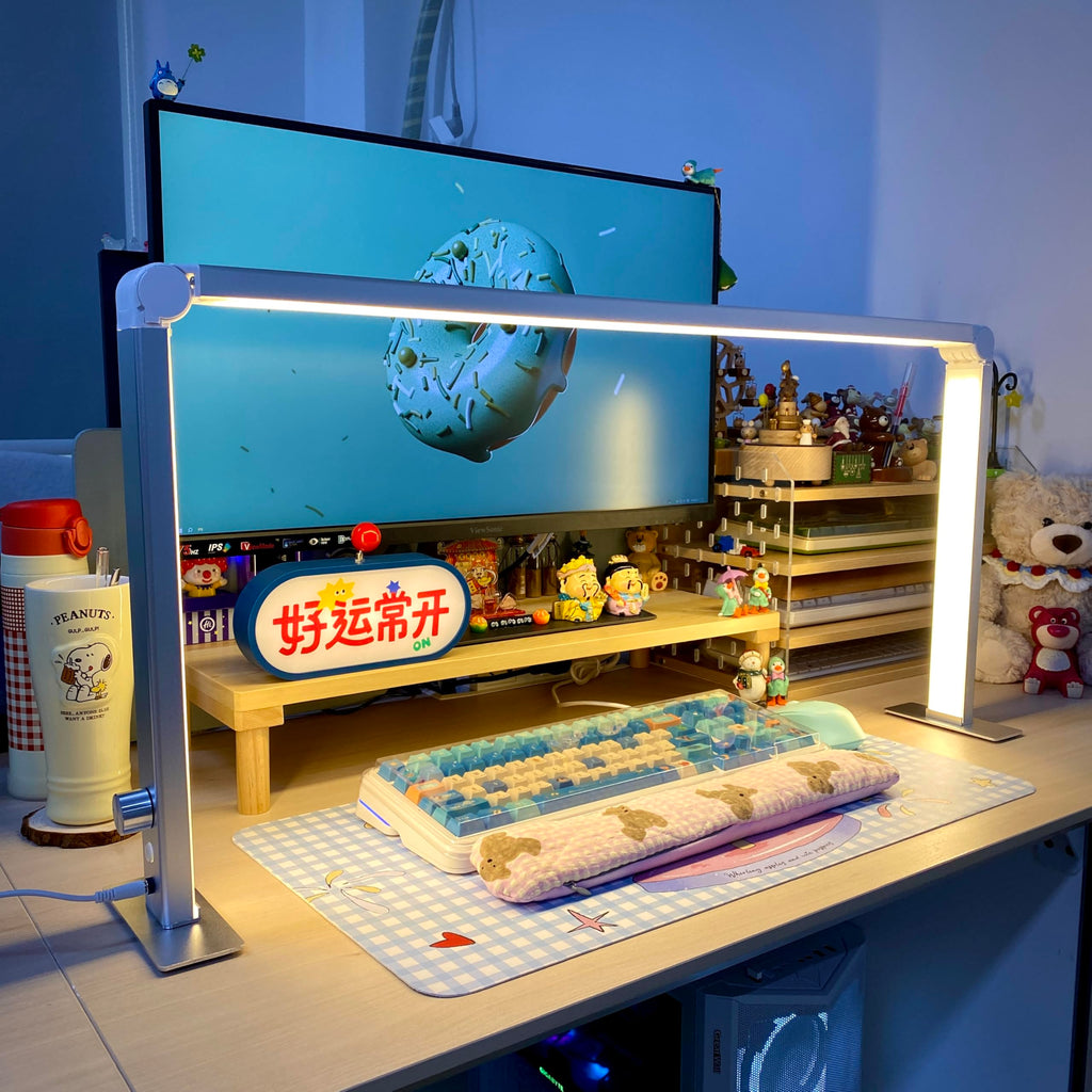 DLITISH Foldable Nail Desk Lamp 48W – 33in Square LED Table Light, 3 Modes, 3000–6000K, Silver