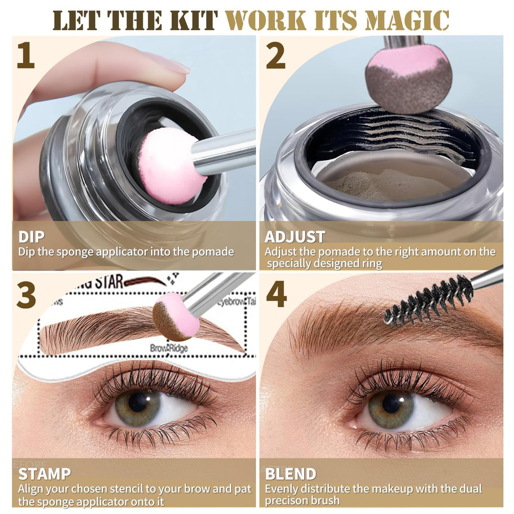 Dmktu Eyebrow Stencil Kit – Stamp & Templates for Natural, Smudge-Proof Brows