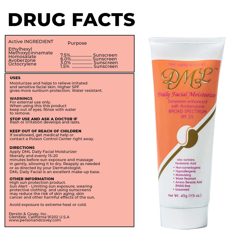 DML Daily Facial Moisturizer SPF 25 - 1.5 oz | Fragrance-Free & Hypoallergenic