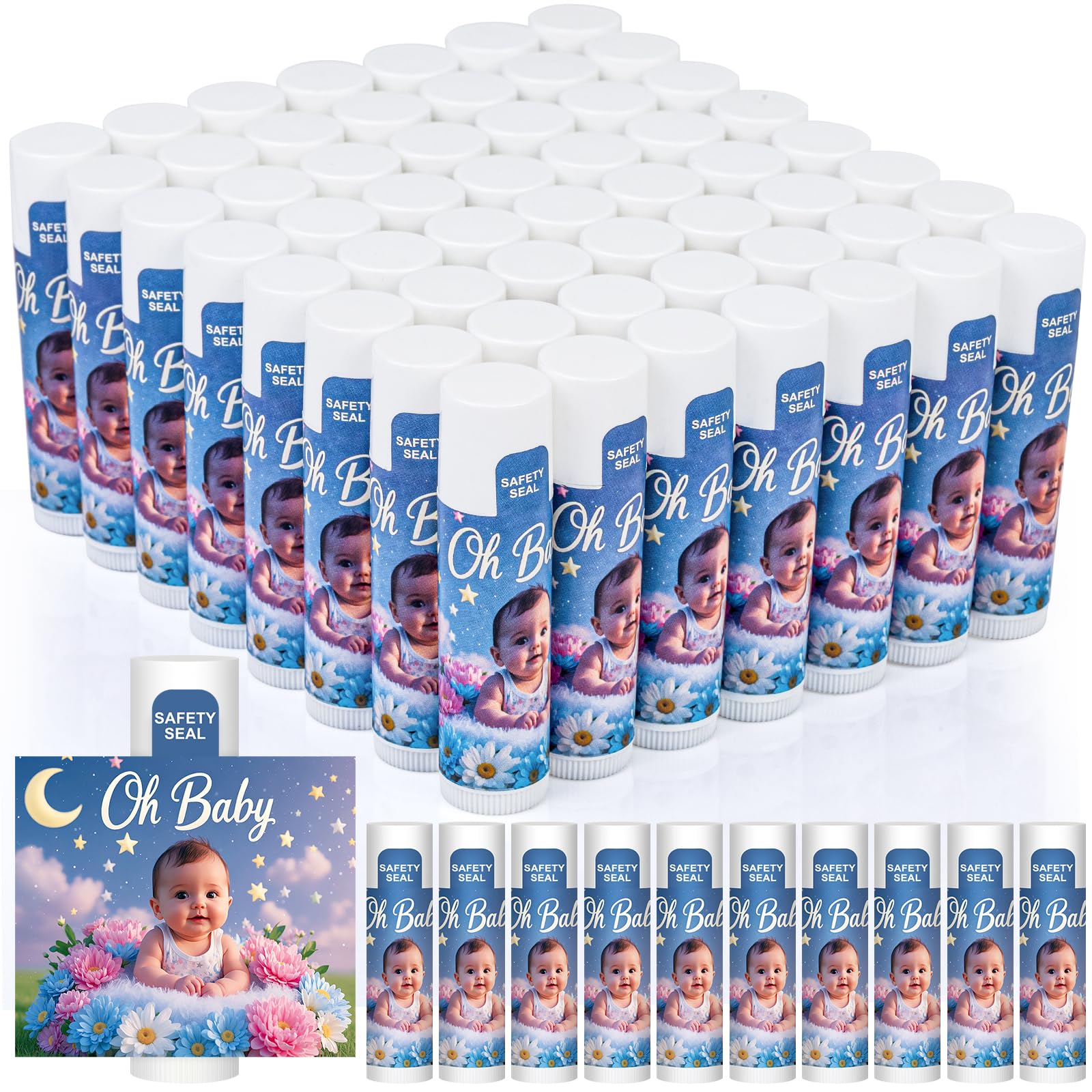 Dmsky Oh Baby Lip Balm Bulk 60 Pack | Baby Shower Favors & Gift Ideas