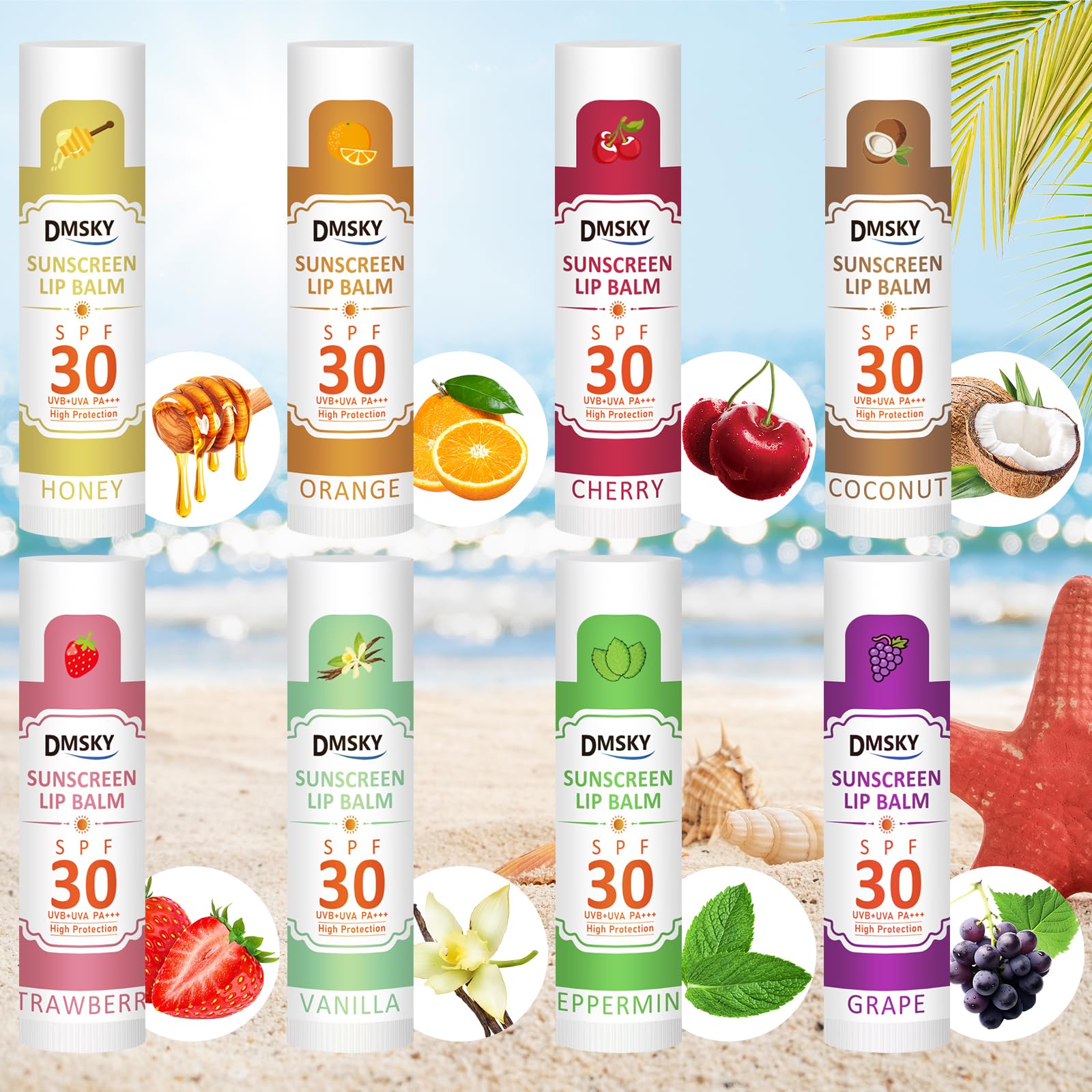 Dmsky SPF Lip Balm Bulk 64 Pack – SPF 30 Lip Sunscreen, Broad Spectrum UVA/UVB