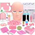 DNSGOOR Lash Extension Training Kit – Mannequin Head, USB Fan, Glue & Cleaner