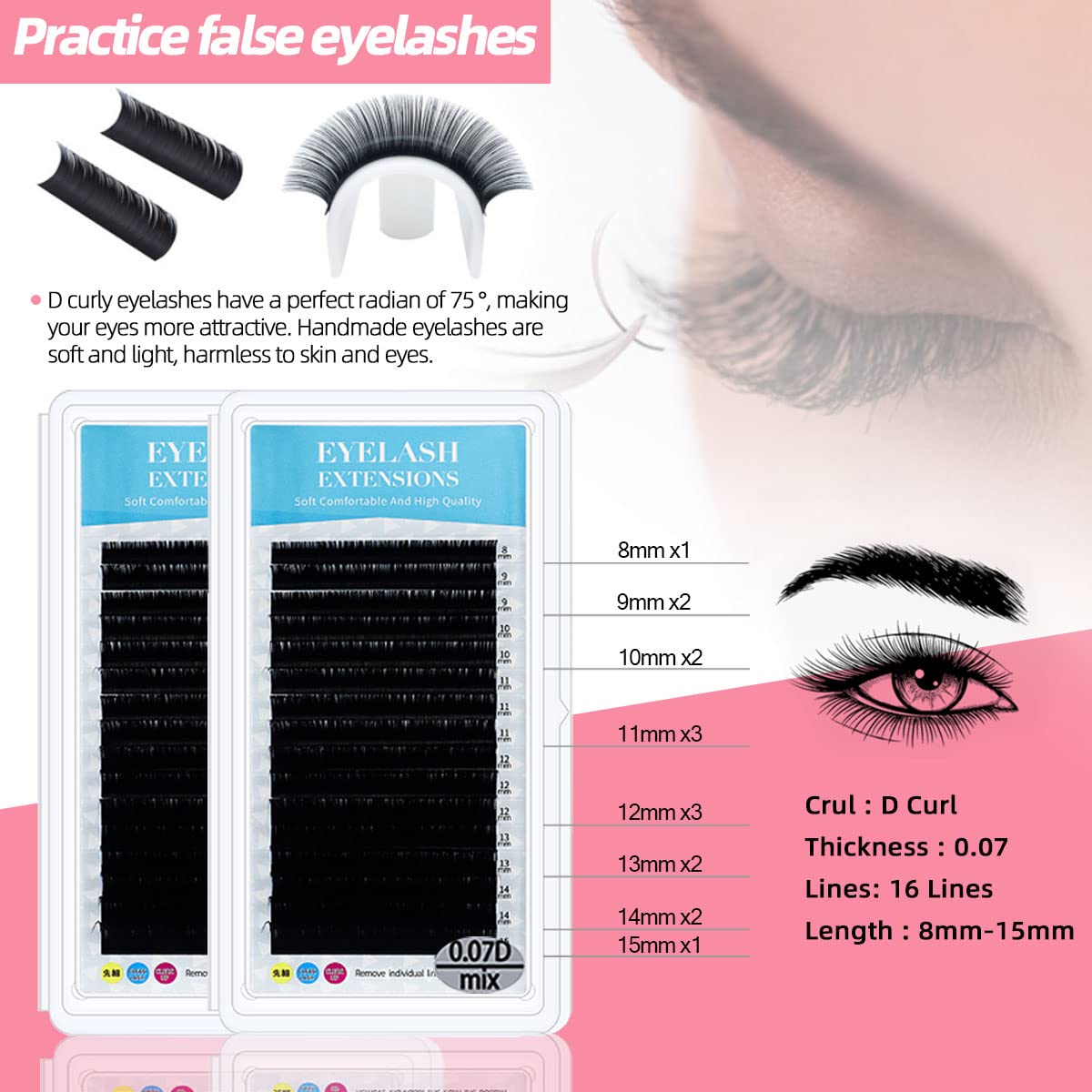 DNSGOOR Lash Extension Training Kit – Mannequin Head, USB Fan, Glue & Cleaner