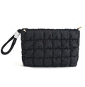 DOB SECHS Puffer Quilted Makeup Bag with Handle – Small Black Checkered Cosmetic Organizer