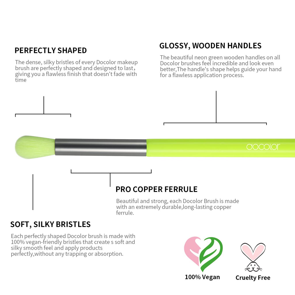 Docolor 10Pcs Neon Green Makeup Brush Set – Premium Synthetic Face & Eye Brush Kit