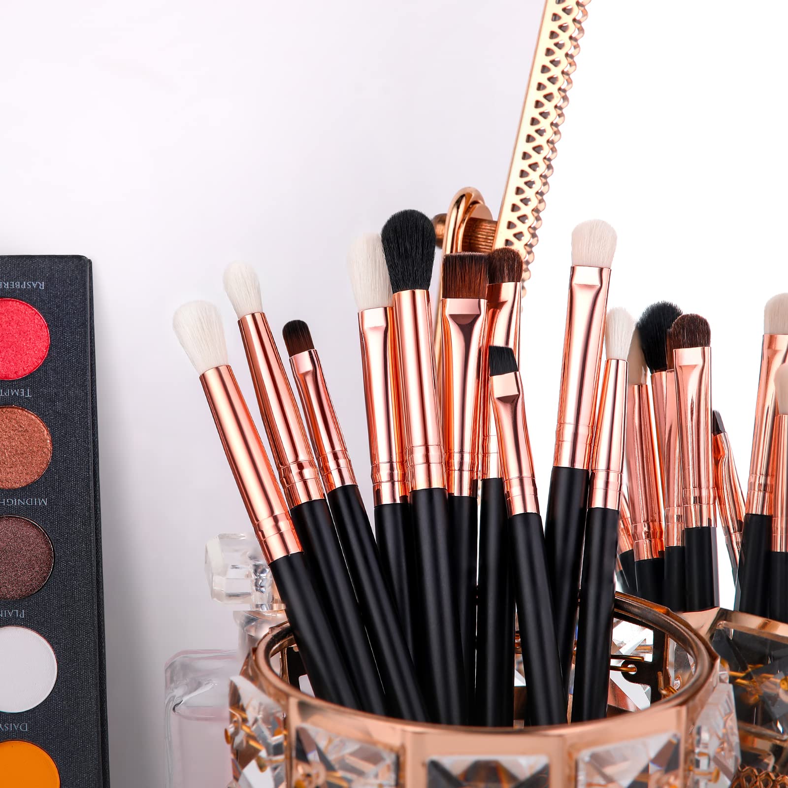 Docolor 10-Piece Eyeshadow Brush Set – Rose Gold & Black, Wooden Handles | Pro Eye Makeup Kit