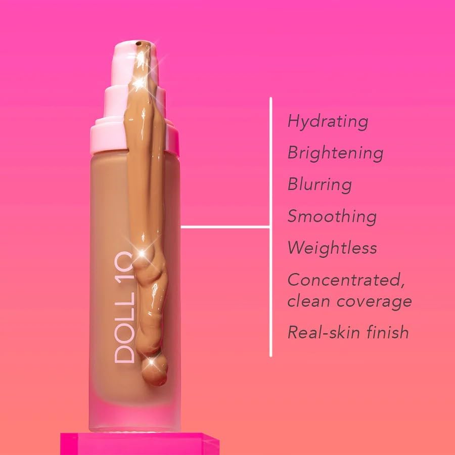 DOLL 10 NO T.C.E. Super Coverage Serum – Hydrating Full Coverage Foundation for Mature Skin, Clean Vegan Cruelty-Free