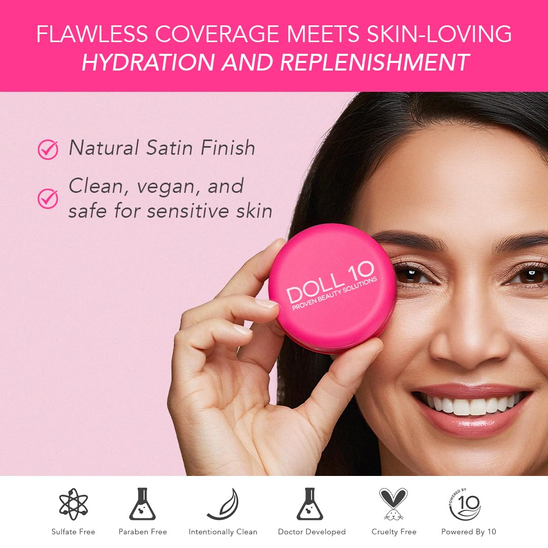 Doll 10 Peptide Bounce Balm Foundation™ – Hydrating, Buildable Coverage for Mature Skin | Vegan, Clean