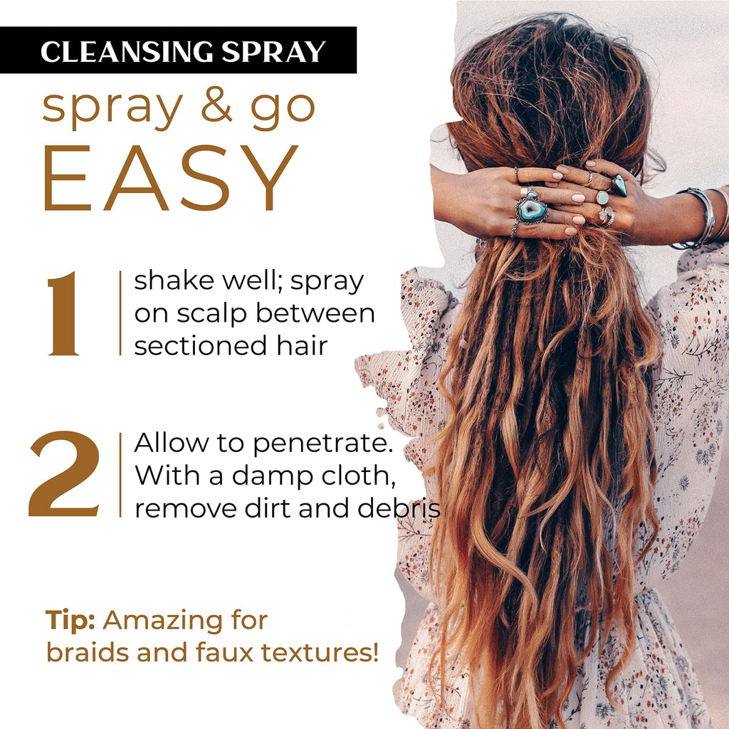 Dollylocks Cleansing Rinse-free Shampoo Spray – Plant-Based, Residue-Free (8oz) for Locs, Braids & Extensions