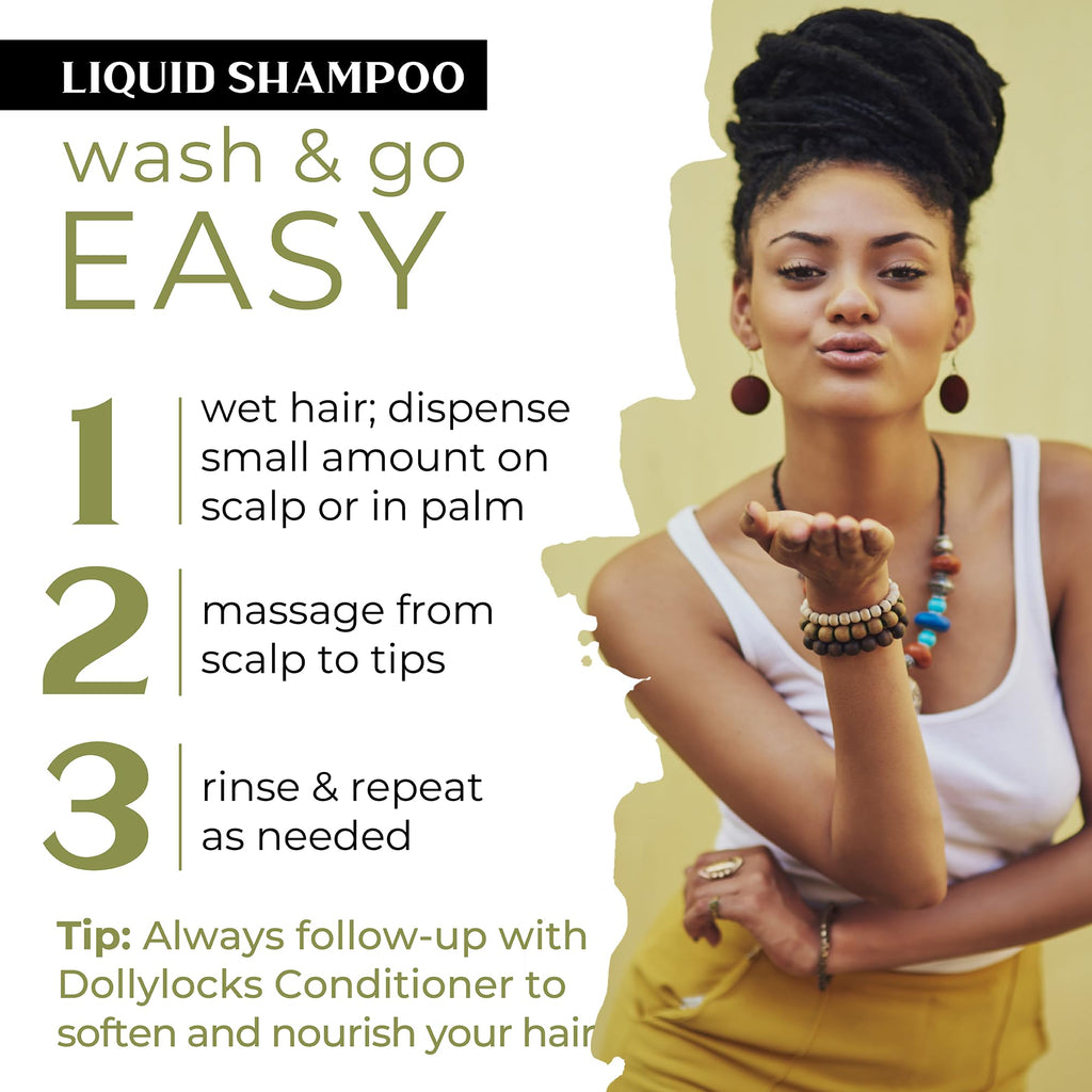 Dollylocks Clarifying Liquid Shampoo – Tea Tree Spearmint | Paraben-Free, Plant-Based, Vegan & Residue-Free for Dreadlocks | 8oz