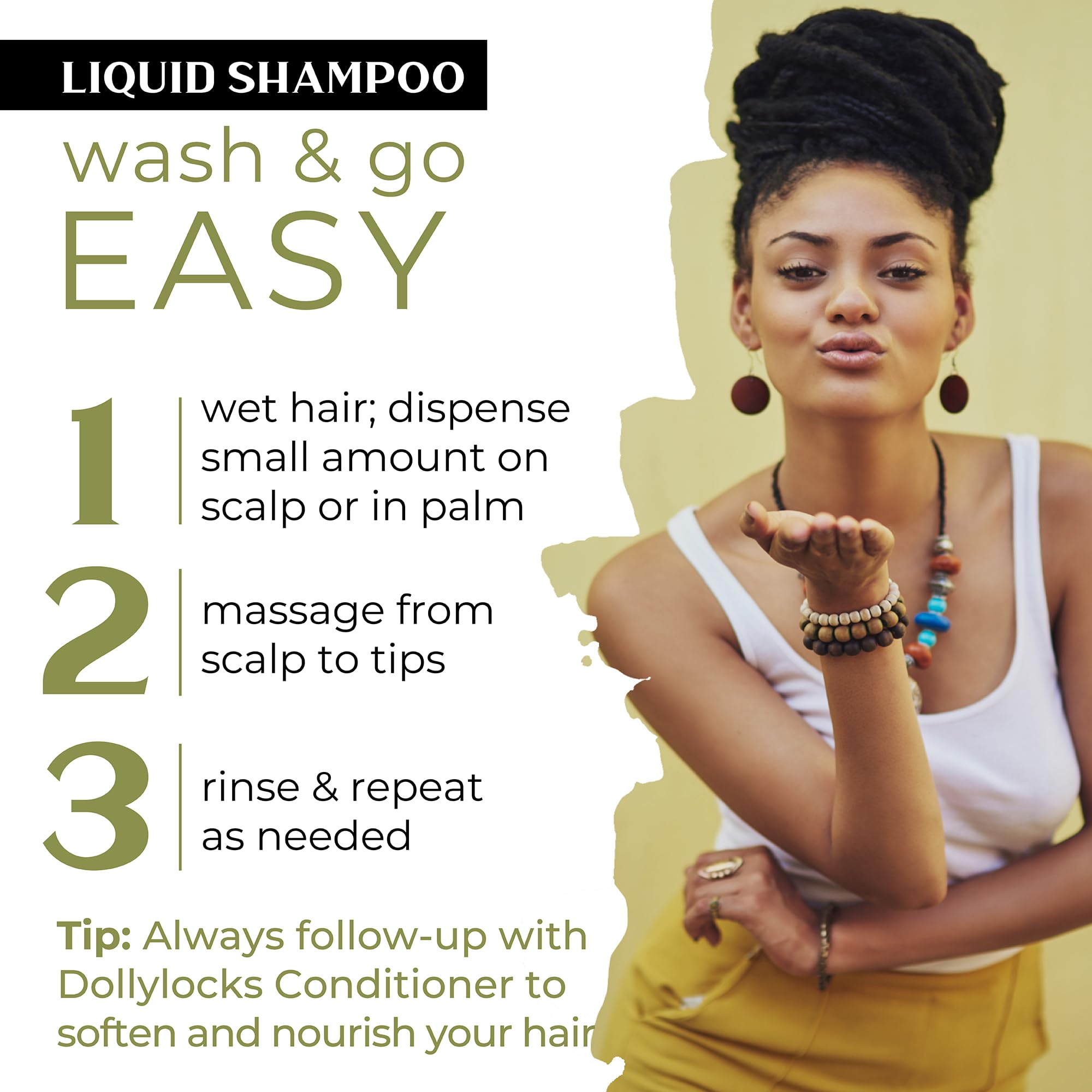 Dollylocks Clarifying Liquid Shampoo – Tea Tree Spearmint | Paraben-Free, Plant-Based, Vegan & Residue-Free for Dreadlocks | 8oz