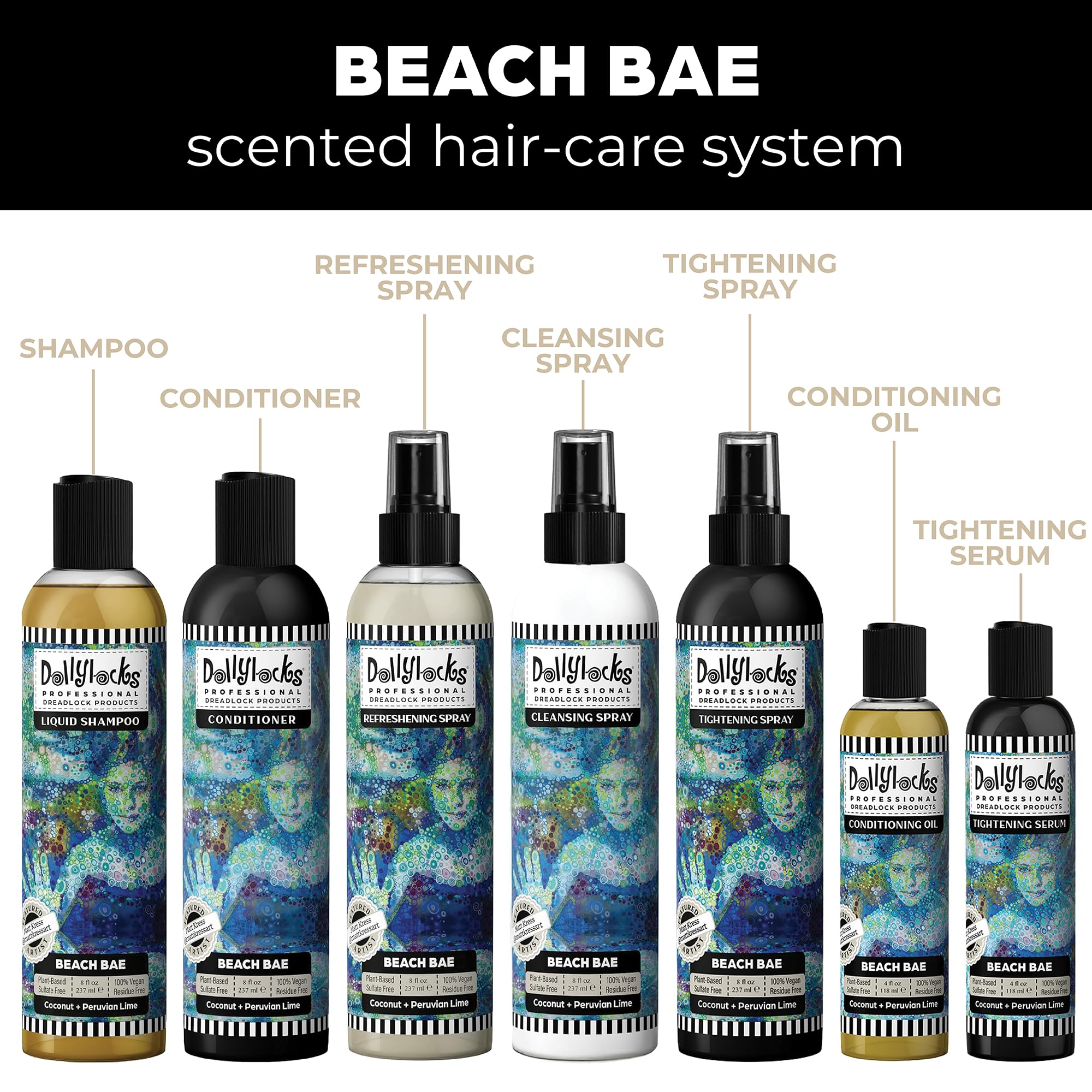 Dollylocks Refreshening Spray for Locs & Braids – Coconut Lime | Plant-based, Residue-free | 8 oz