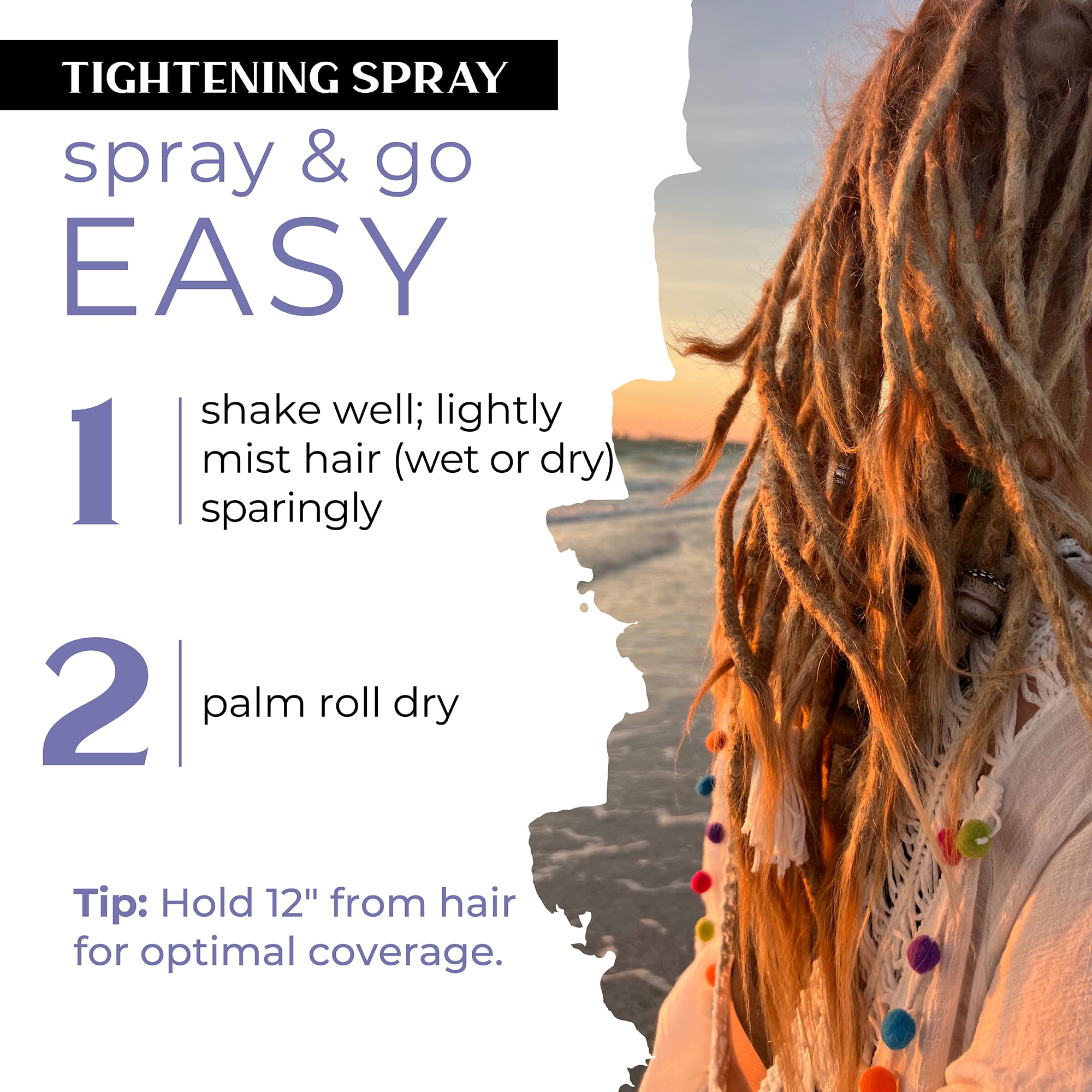 Dollylocks Sea Salt Texture Spray - Plant-Based, Residue-Free - Tighten Locs, 8oz