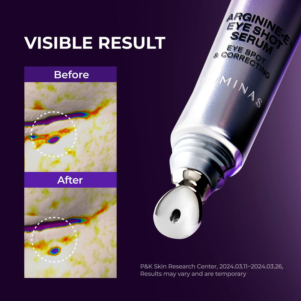 DOMINAS AtClinic Arginine-E Eye Shot Serum – Puffiness Reducer with Caffeine, Niacinamide & Cooling Guasha Tip