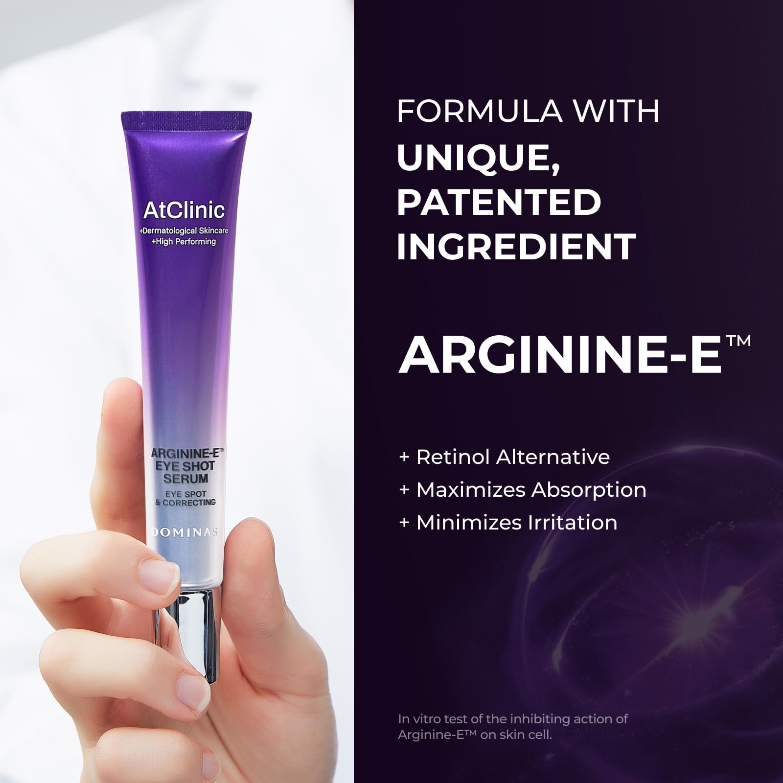 DOMINAS AtClinic Arginine-E Eye Shot Serum – Puffiness Reducer with Caffeine, Niacinamide & Cooling Guasha Tip
