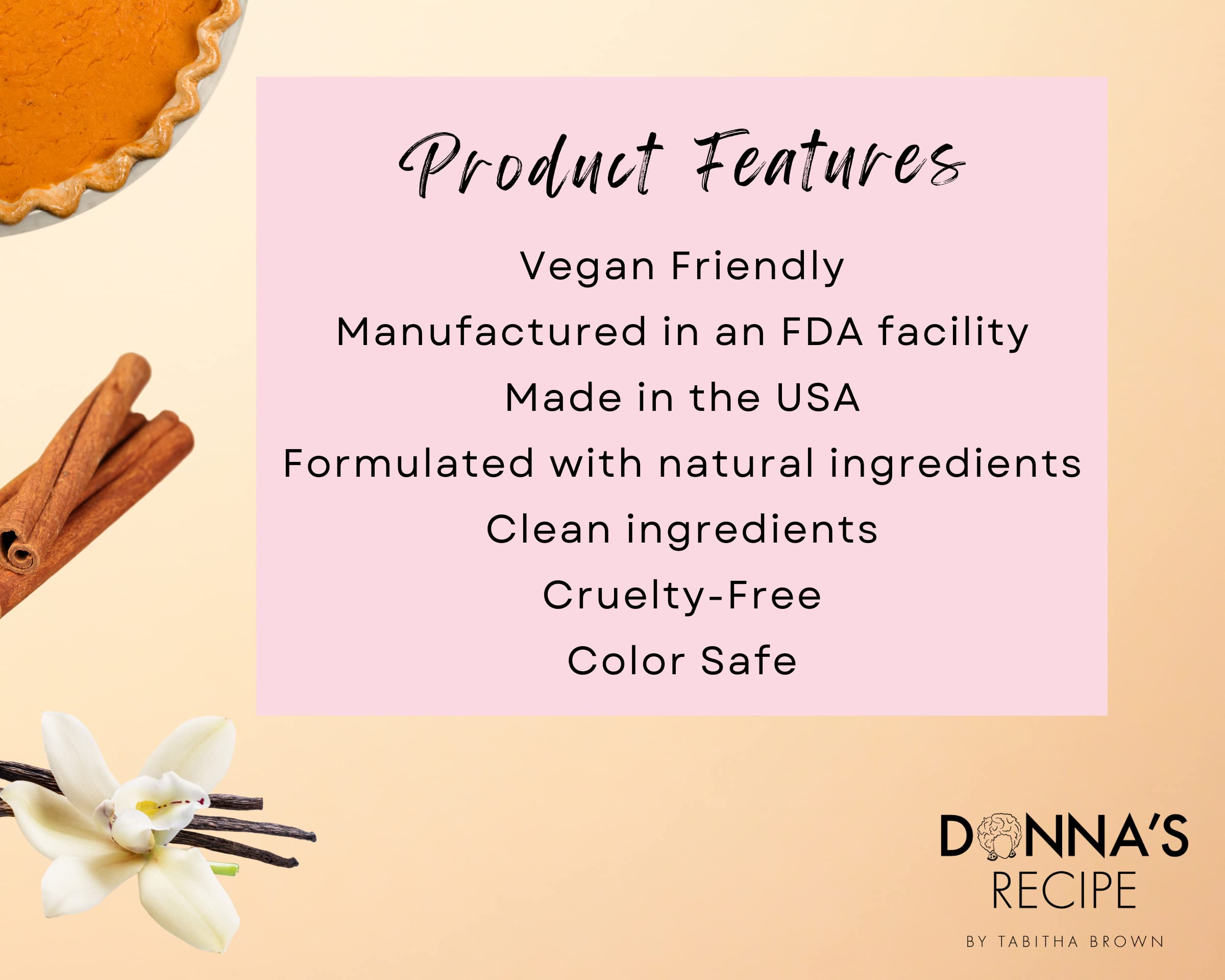 Donna's Recipe by Tabitha Brown – Sweet Potato Pie Extra-Creamy Leave-In Conditioner – Deep Moisture & Curl Definition – Sulfate-Free – 8 oz