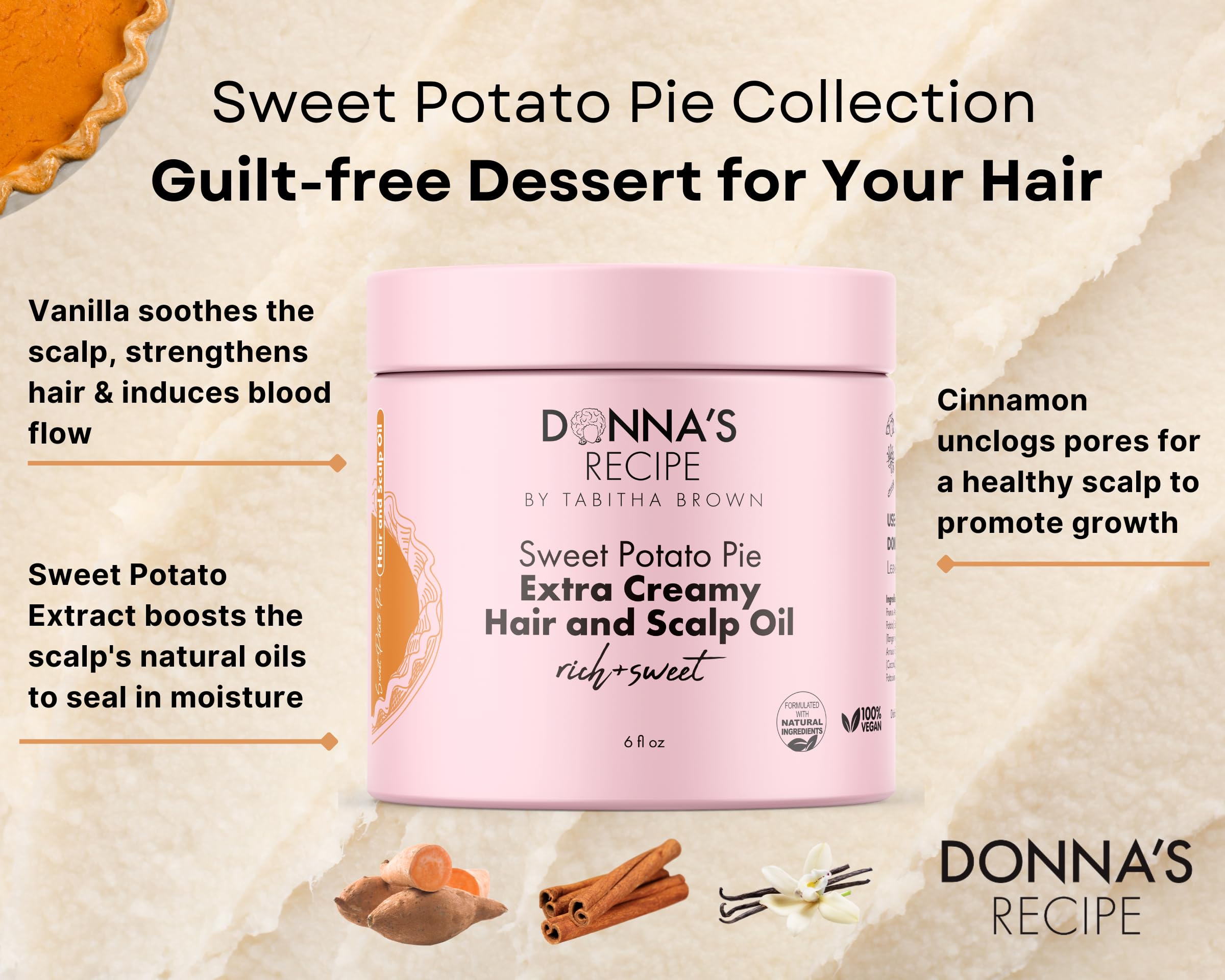 Donna's Recipe by Tabitha Brown Sweet Potato Pie Hair & Scalp Oil – Lightweight Moisture