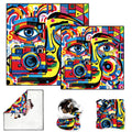 DOODLREAM 2 Sheets Travel Makeup Bags – Self-Adhesive Graffiti Cloth, Lay-Flat Pouch for Camera & Electronics (19.6x13.7)
