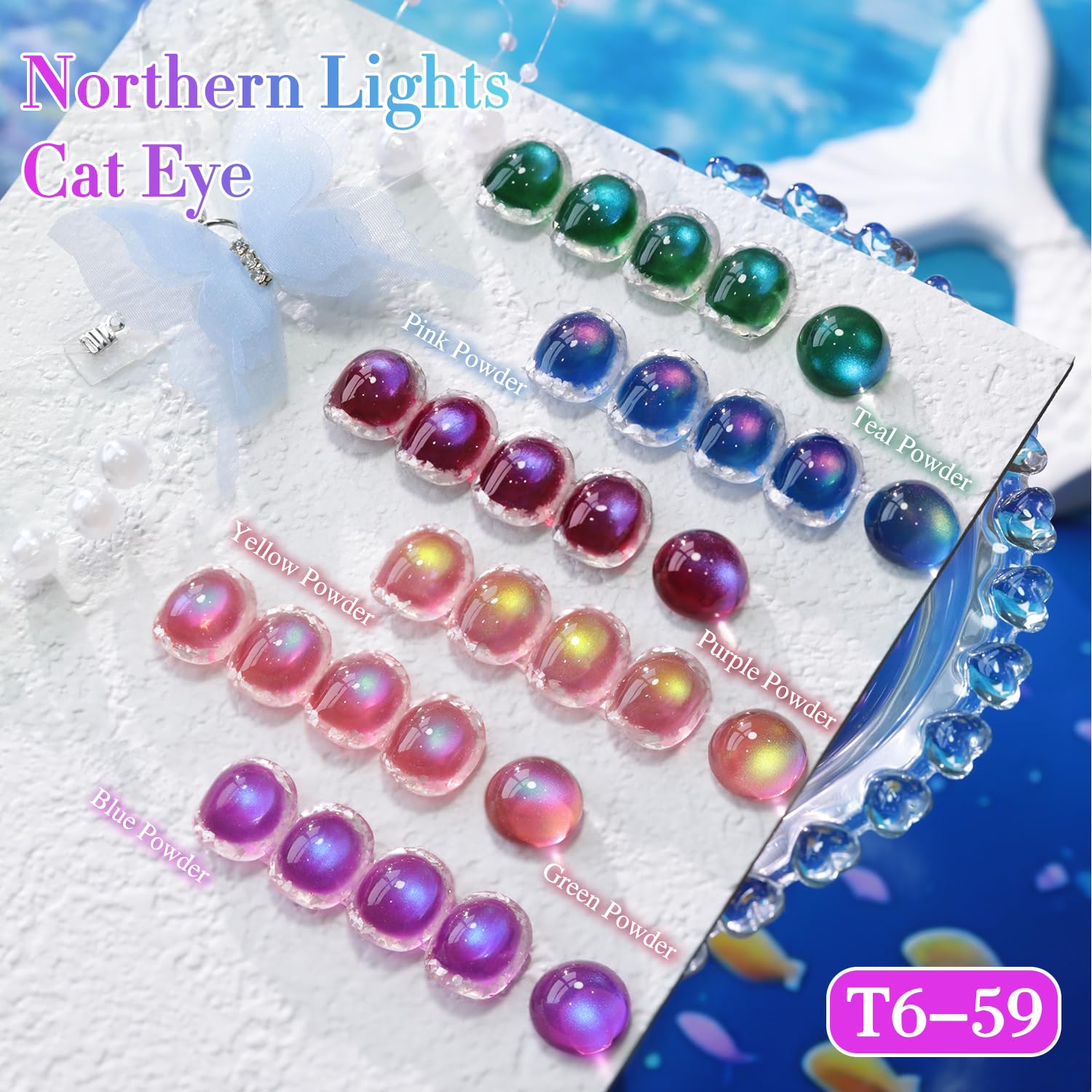 Double Rhythm Cat Eye Gel Nail Polish Set – 6 x 0.5 oz Glass Galaxy Green-T6-59