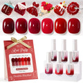 Double Rhythm 6-Piece HEMA-Free Gel Polish Set – 0.50 oz Each, Same Color in Same Bottle, Soak-Off, Neutral Milky Shimmer (Cherry Red Burgundy, H6-4)
