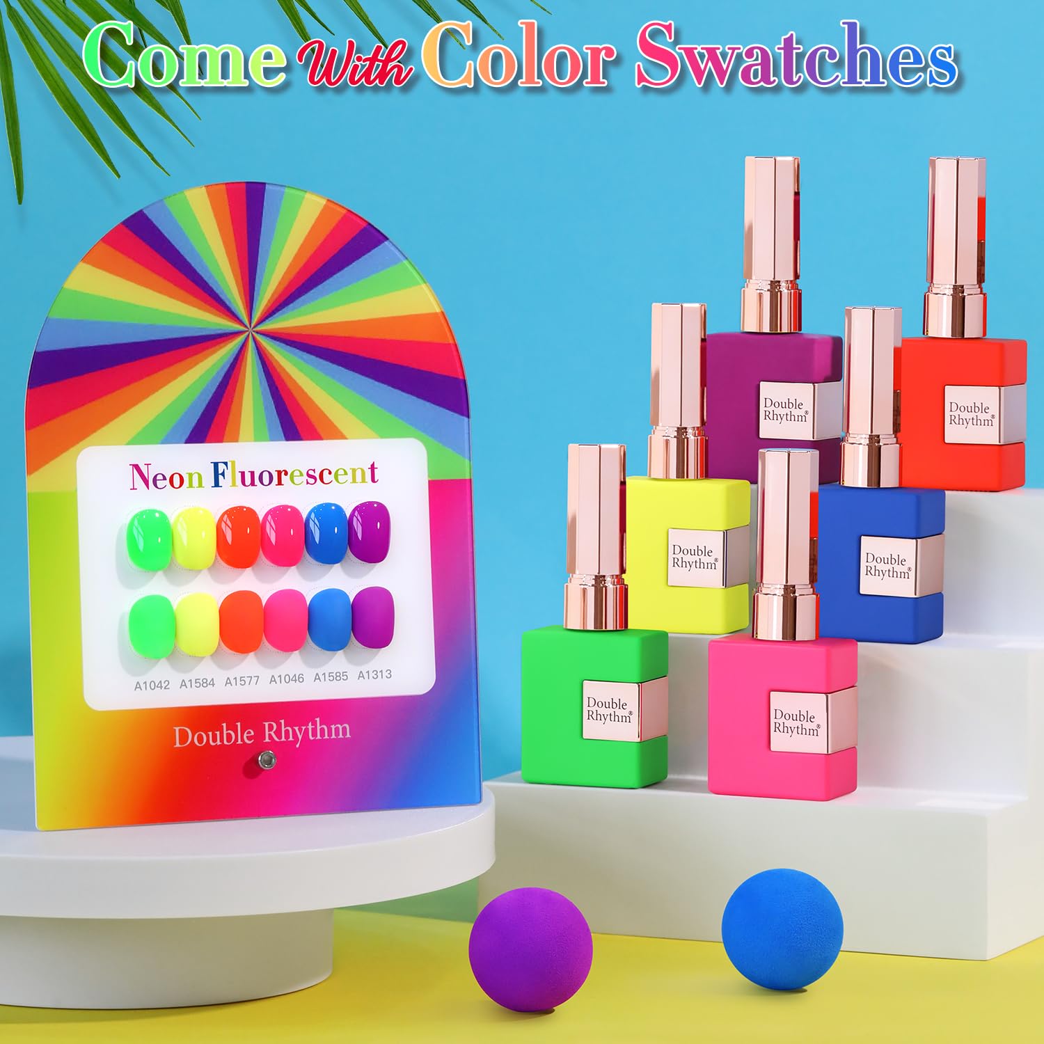 Double Rhythm 6 Pcs Gel Polish Set – 15ml, Same Color, Soak-Off, Neon Collection