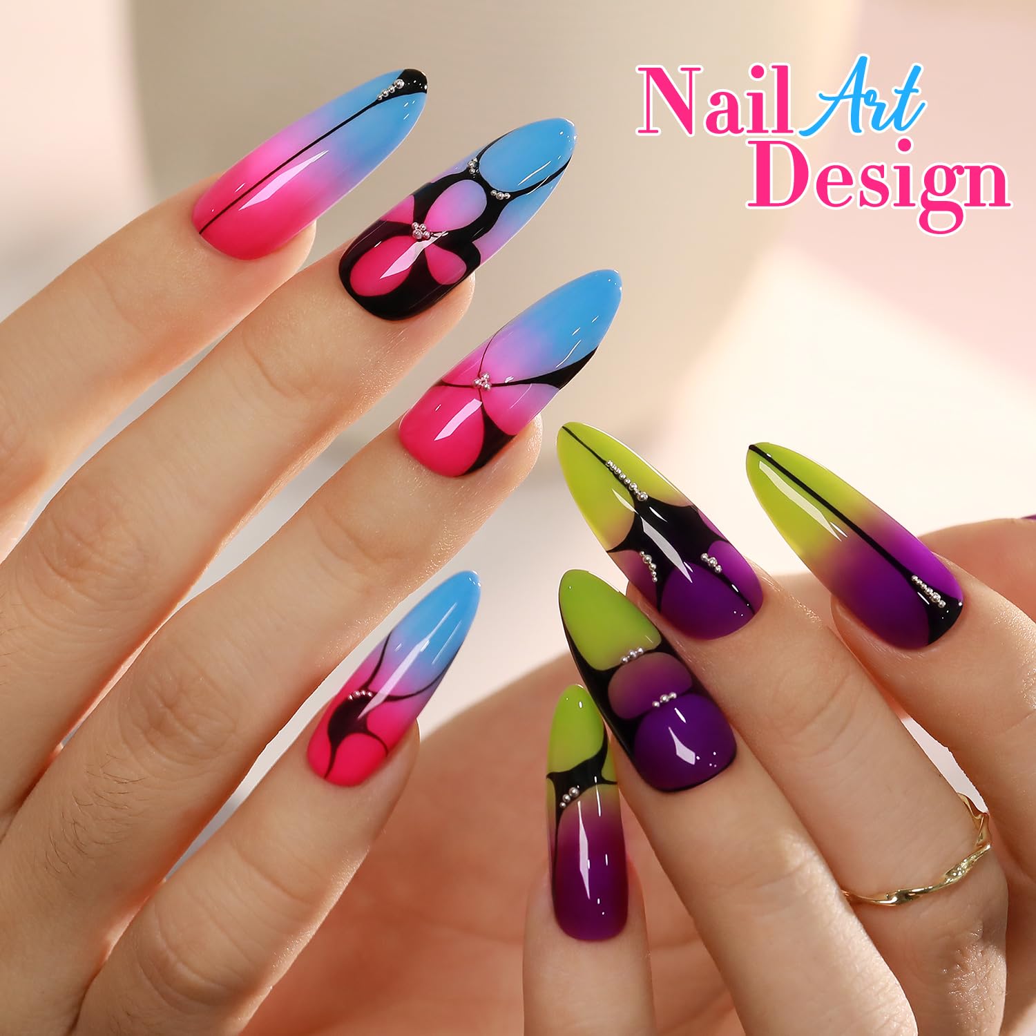 Double Rhythm 28Pcs Gel Nail Polish Set - Same Color, Same Bottle, Soak-Off Kit, Red Pink T24-4