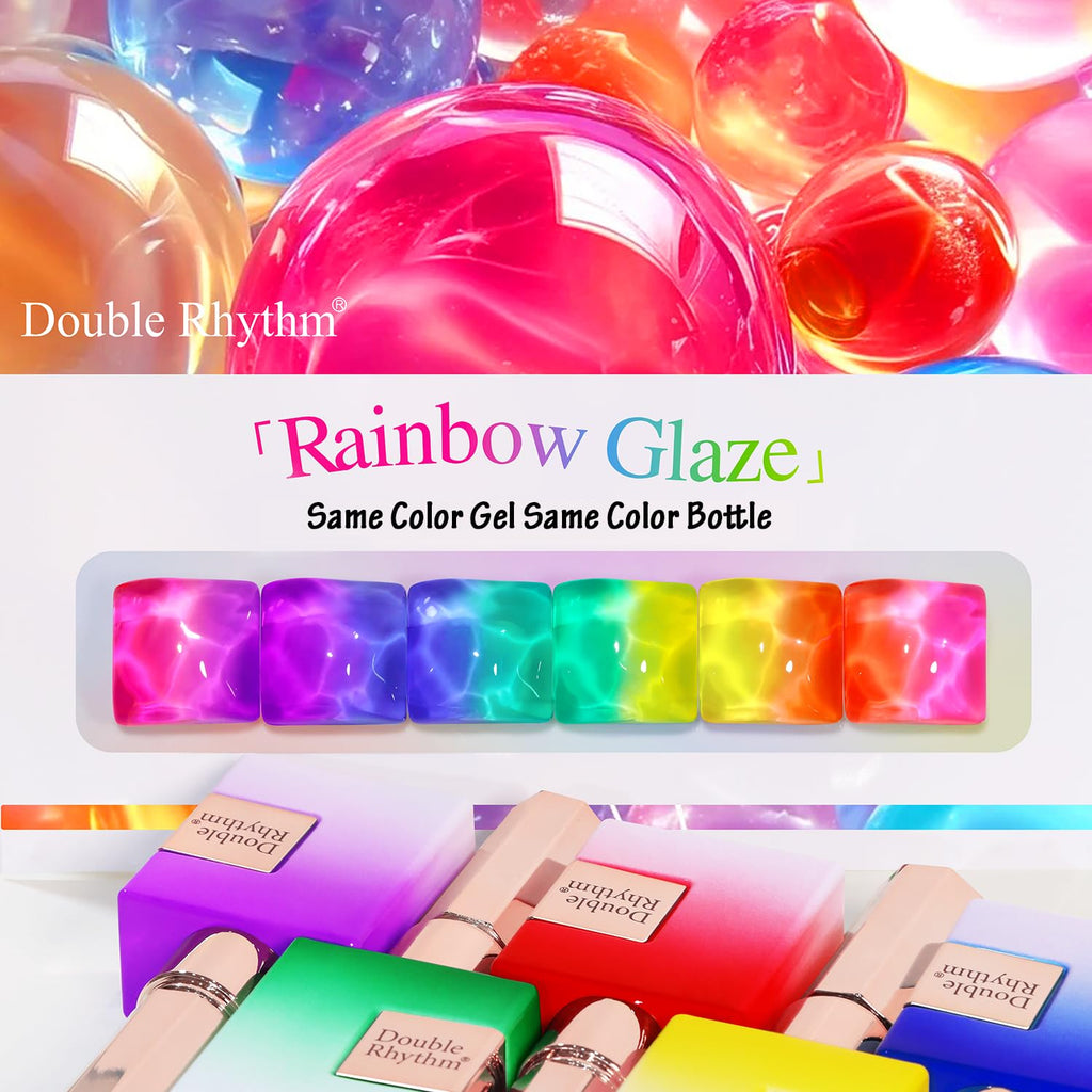 Double Rhythm 6 Pcs 15ml Gel Polish Set – Same Color, Soak Off Jelly Neon Kit