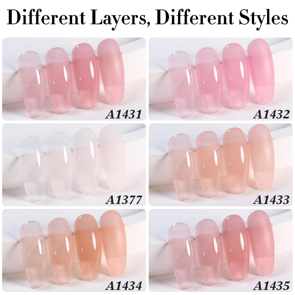 Double Rhythm Gel Nail Polish Set — 6 Pastel Jelly Shades for DIY Manicures (Kit 38)